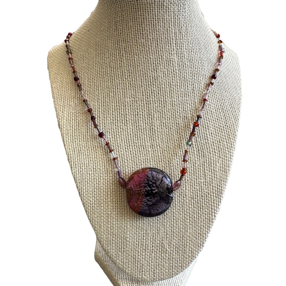 Glass Beaded Pink, Purple and Rose Colored Necklace